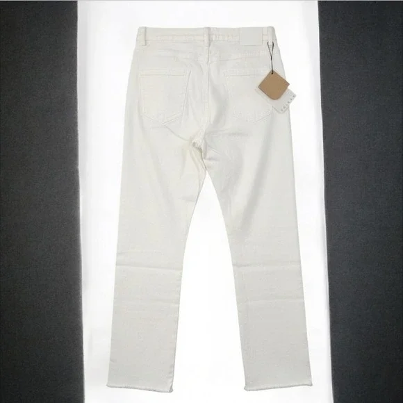 Cherry Betty Women's White Ankle Frayed Hem Straight Leg Denim Jeans Size Reg M - Picture 6 of 6